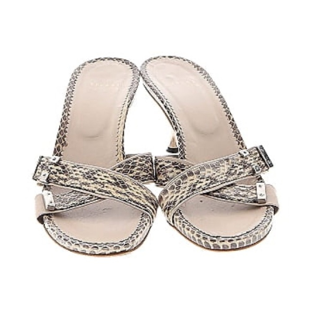 Stuart Weitzman Snakeskin Slip-On Heel (3.25 in) | Size 5.5